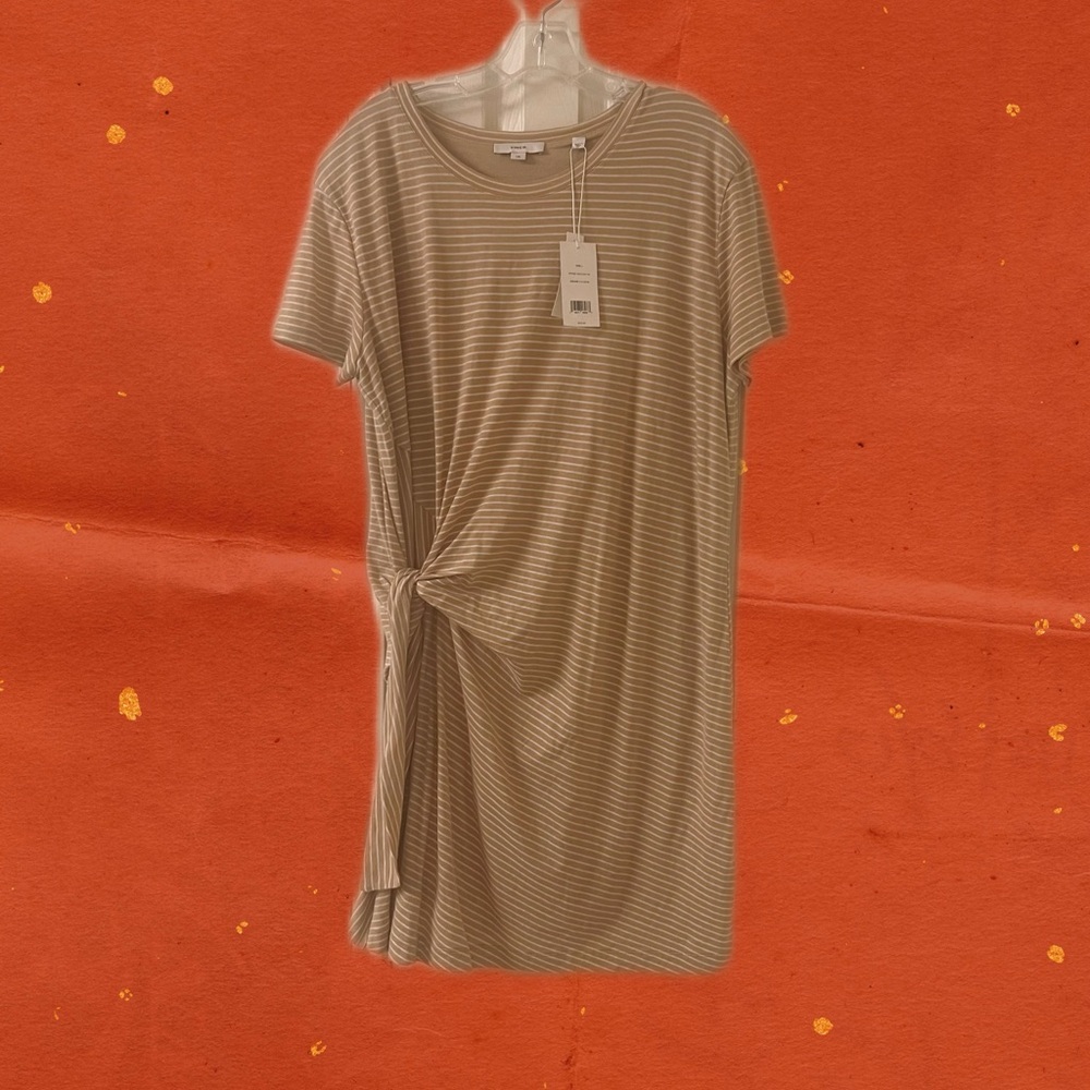 Vince Beige Striped Short Sleeve Tee